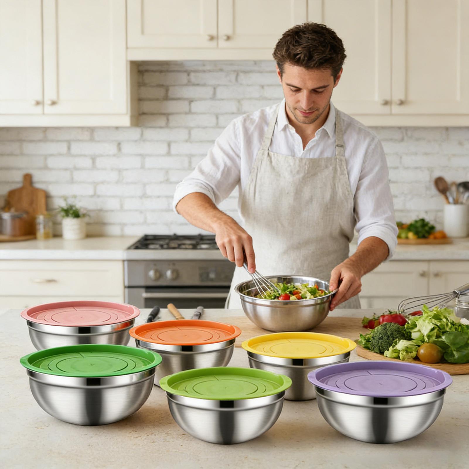 Metal Mixing Bowls Nesting Rou - Food Storage Eggs reseña y precio