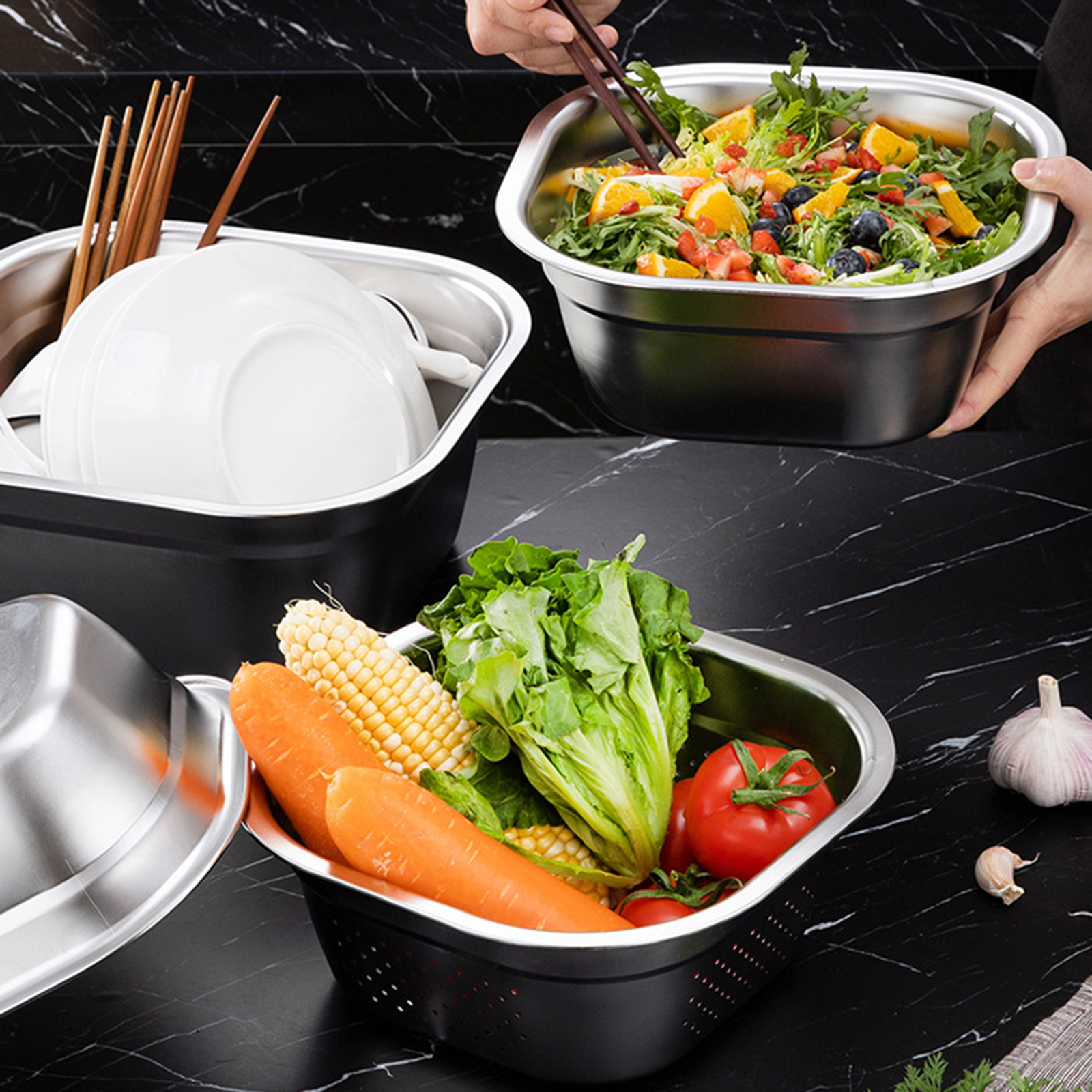 Stainless Steel Square Basin V - Food Storage Square Containers reseña y precio