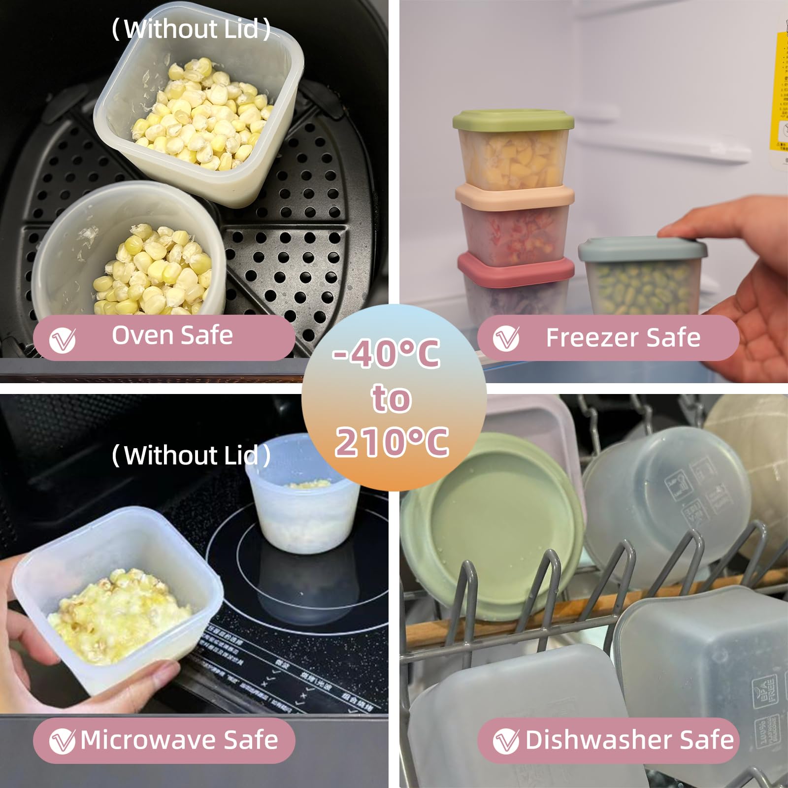 Food Grade Silicone Baby Food  - Food Storage Square Containers reseña y precio