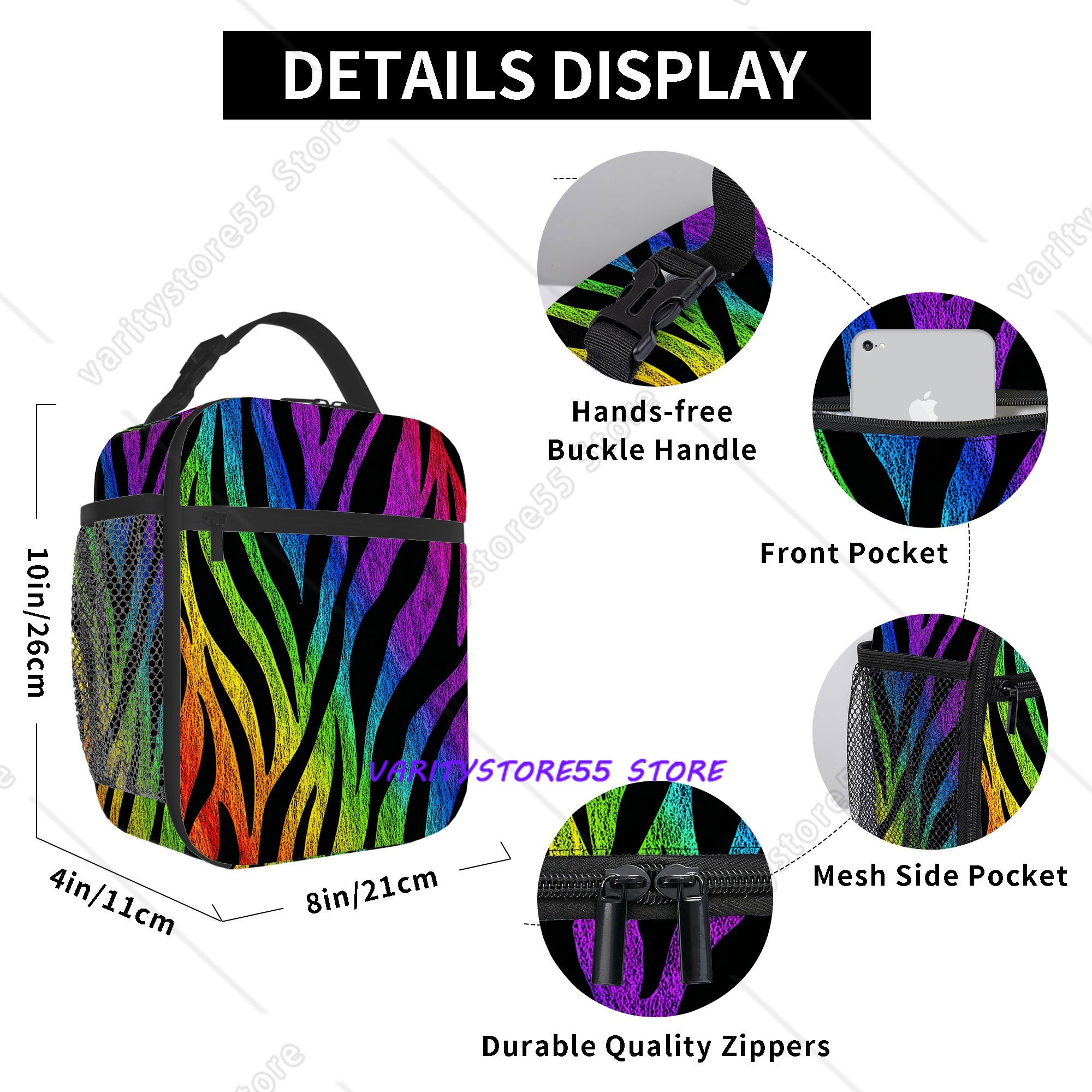 Rainbow Zebra Stripe Pattern L - Zebra Food Storage reseña y precio