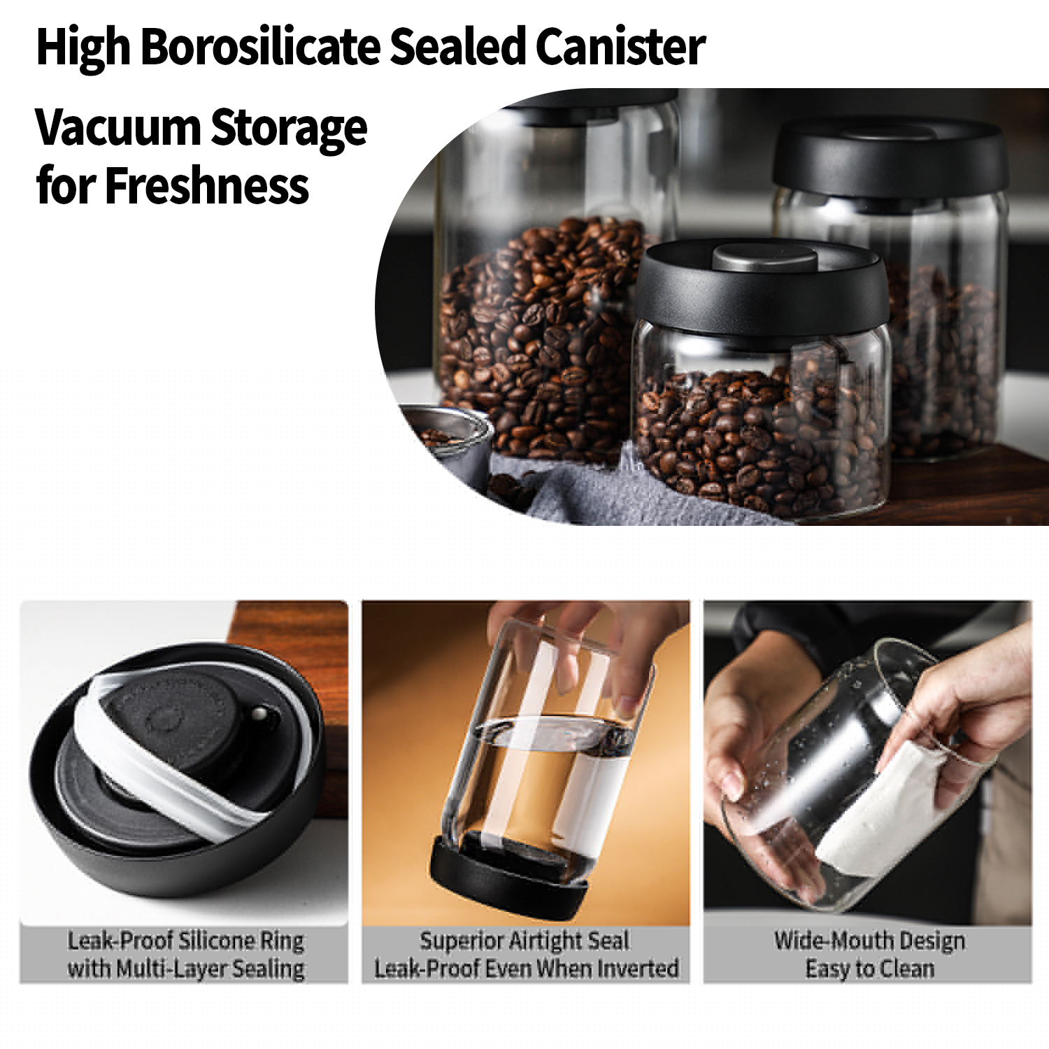 OANKR Vacuum Coffee Canister 5 - Food Storage Glass Containers reseña y precio