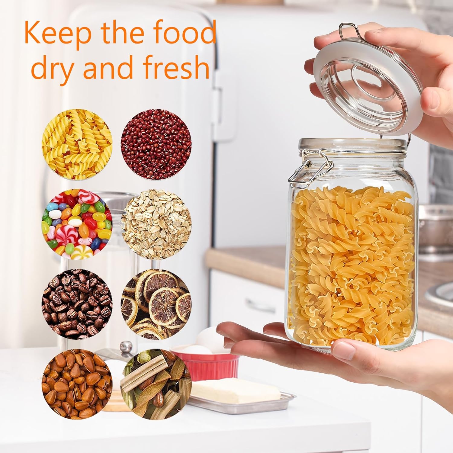 Clear Food Storage Jars 50oz S - Food Storage Set Glass reseña y precio