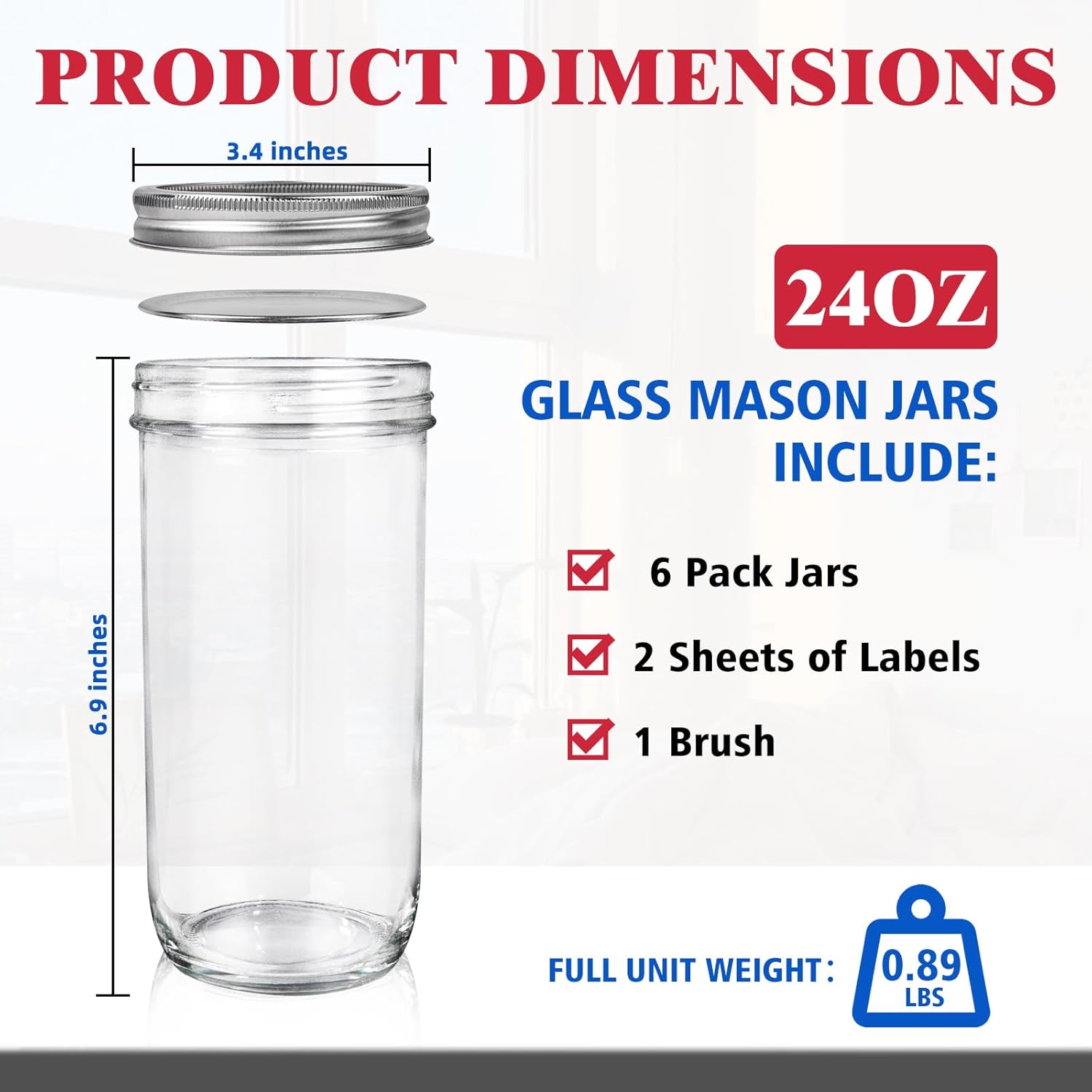 Jars Wide Mouth 6 Pack, 24oz G - Food Storage Lid reseña y precio