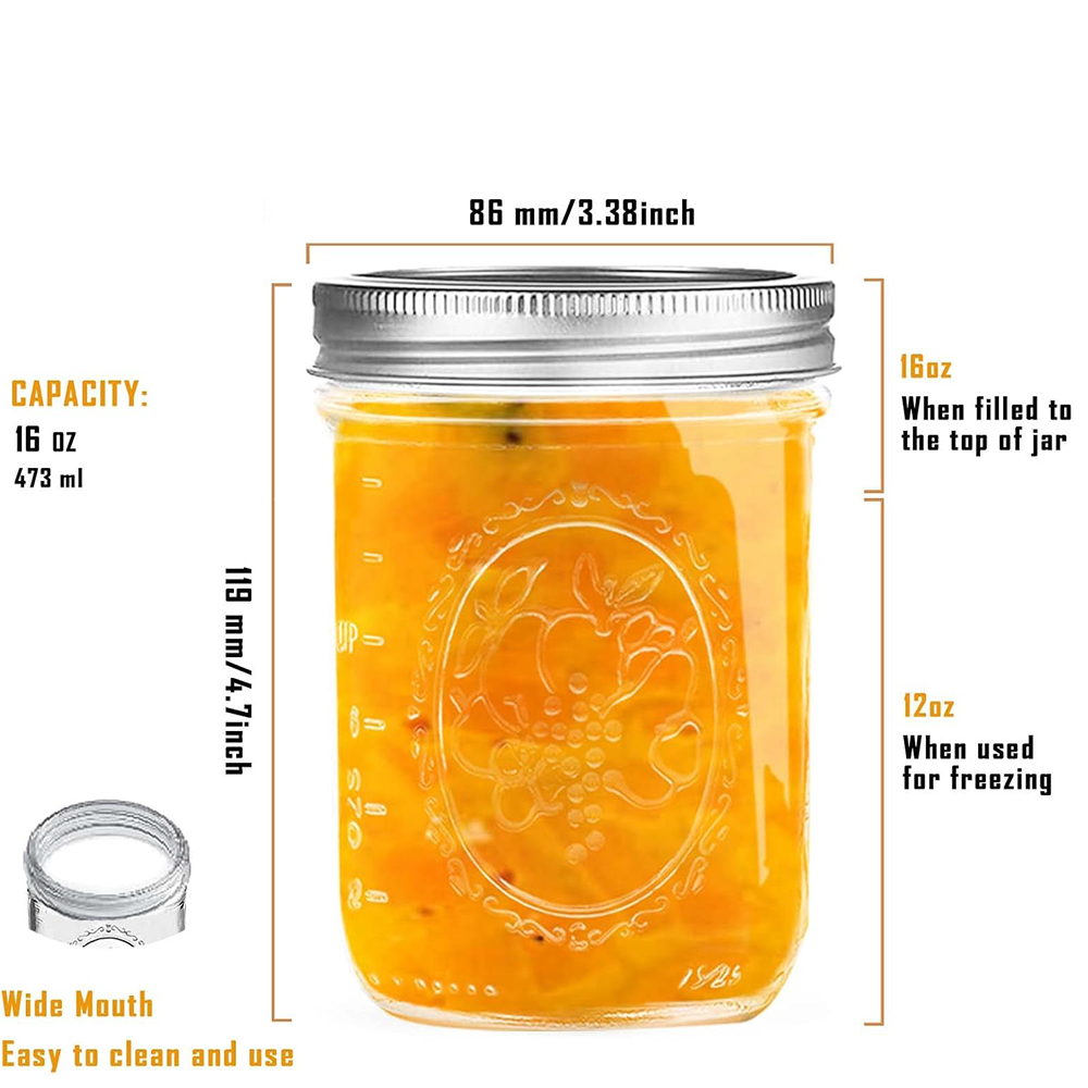 16oz Wide Mouth Mason Jars wit - Food Storage Lid reseña y precio