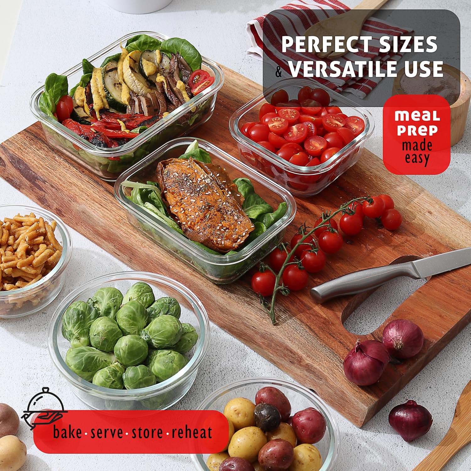 48-Piece Glass Food Storage Co - Food Storage Glass Containers reseña y precio