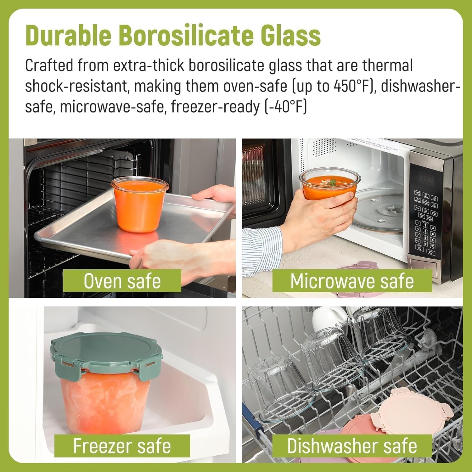 [UPGRADED LID] 6 Sets 3 Cup/24 - Food Storage Set Glass reseña y precio