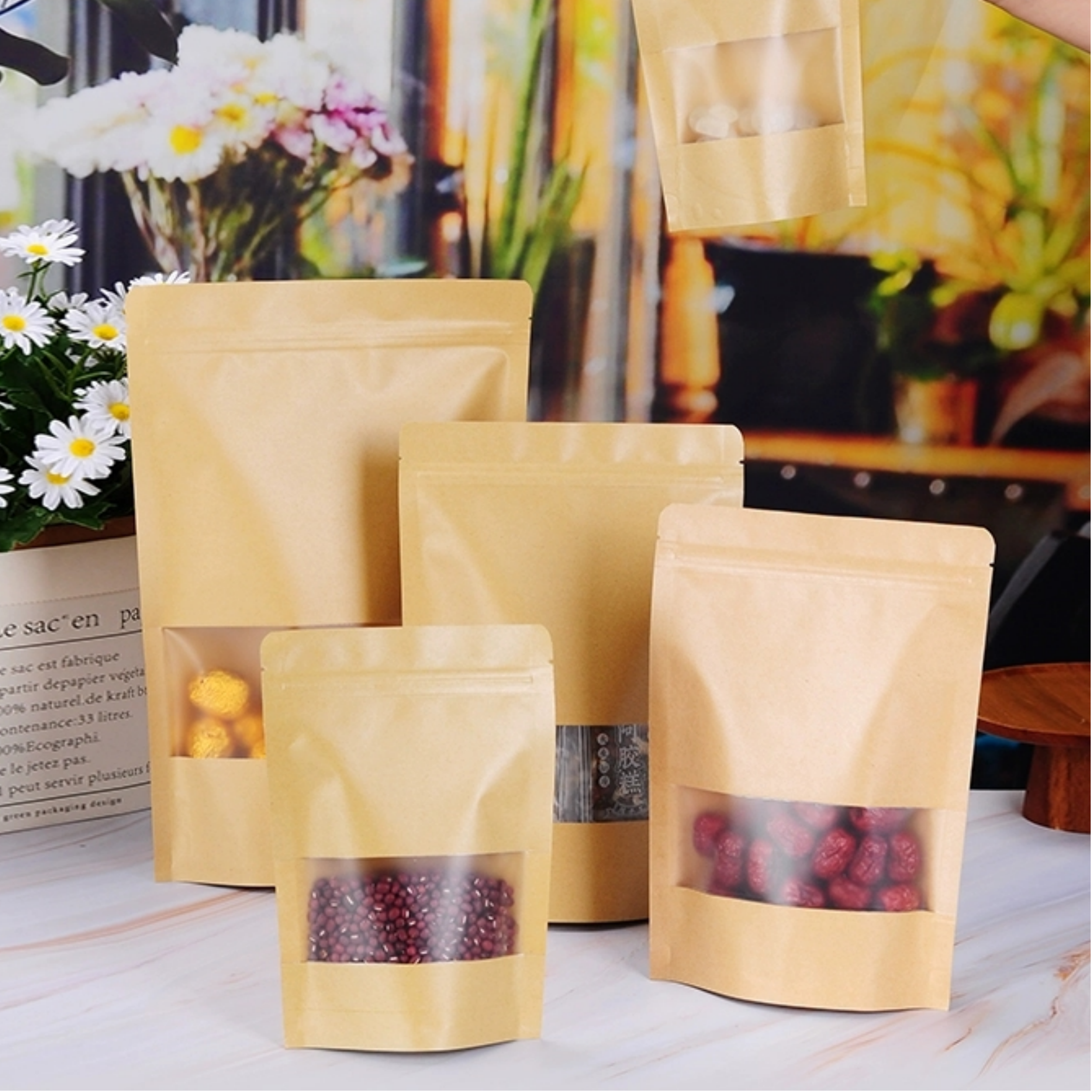50pcs Kraft Paper Zip Lock Bag - Zebra Food Storage reseña y precio