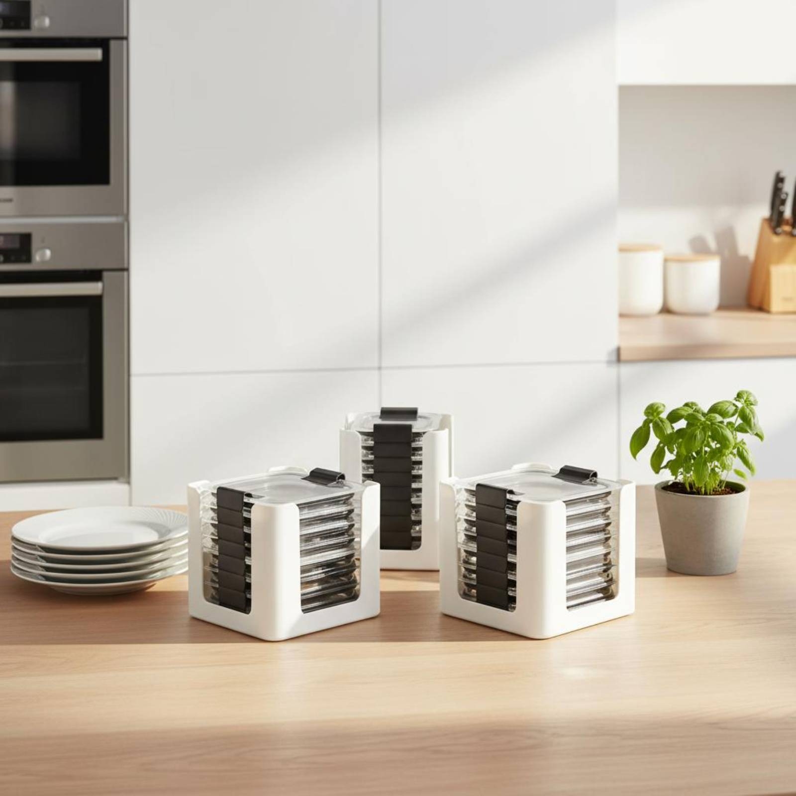3 Pieces Lid Storage Rack Rect - Food Storage Cabinet For Kitchen reseña y precio